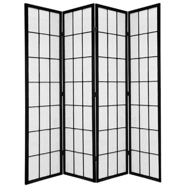 Shoji Room Divider Screen Black 4 Panel
