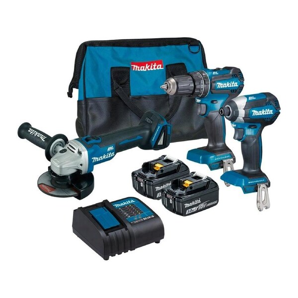 Makita 18V Brushless Combo Kit - 3 Piece - Hammer Driver Drill, Impact Driver, Angle Grinder - 125mm
