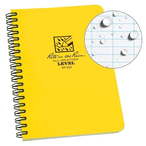 Rite In The Rain Side Spiral 4.625 x 7 Polydura Notebook - Level - Yellow