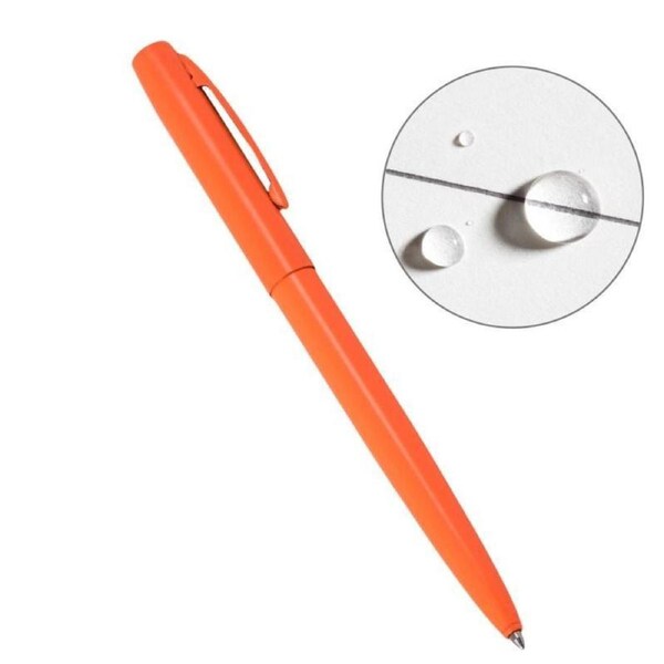 Rite In The Rain All Weather Metal Clicker Pen w/Clip Refillable - Safety Blaze Orange - Black Ink