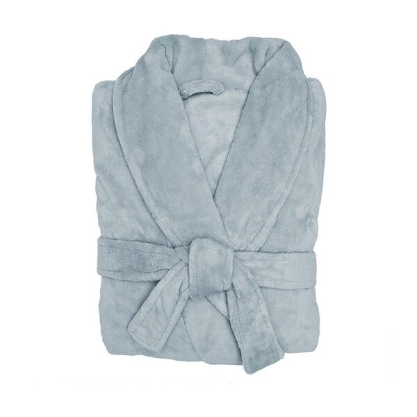 Bambury Womens Microplush Comfy Polyester Bath Robe M/L Steel Blue
