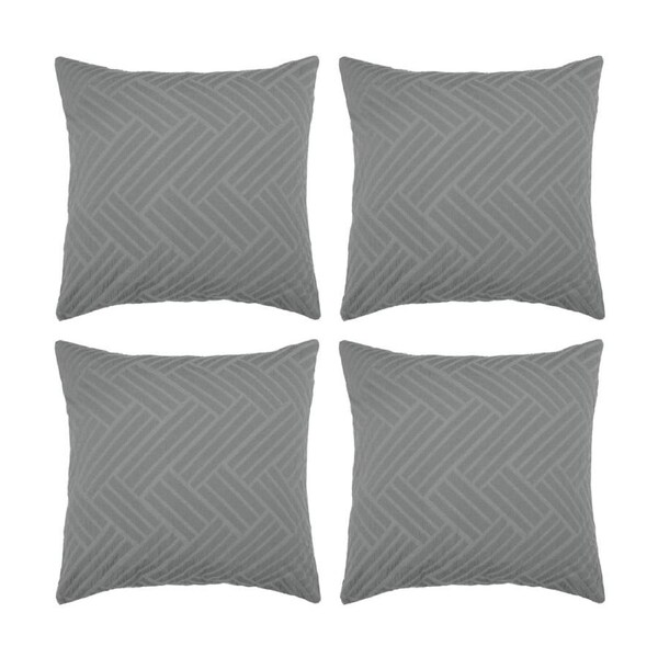 4PK Bambury Panama Jacquard European Pillowcase Steel Home Bedding 65x65cm