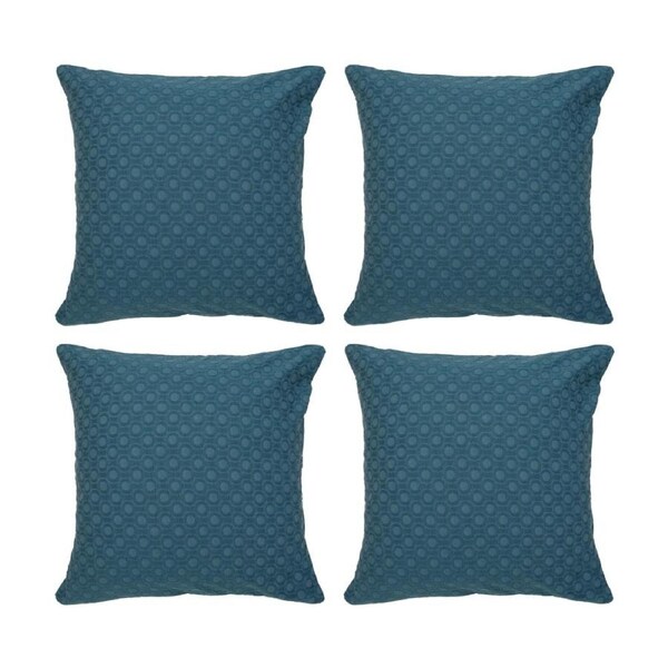 4PK Bambury Luna Jacquard European Pillowcase Teal Home Bedding 65x65cm