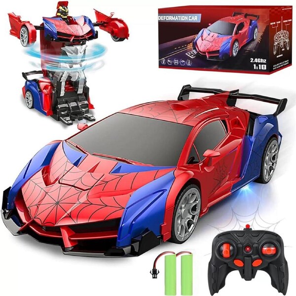 HOLALA 1:18 RC Car Transformer 2.4GHz Spider Robot Toy Car with 2 Battery for Kids Boys