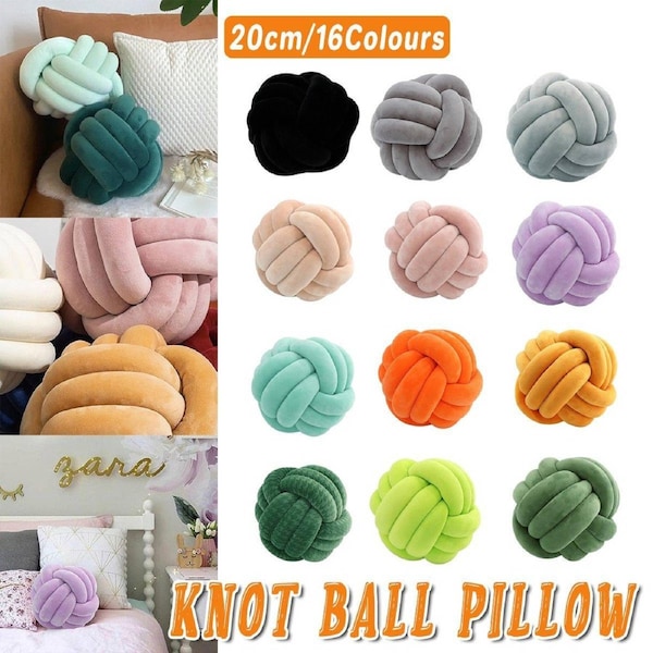 Three-Strand Braided Round Pillow Sofa Cushion Decorative Pillow for Living Room - Light Grey