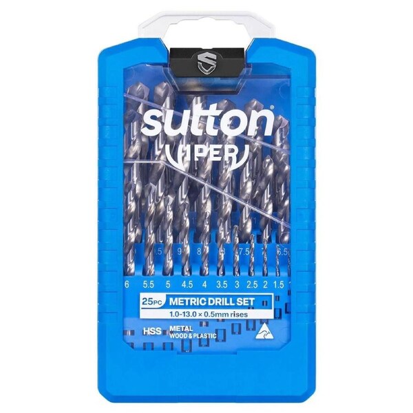 Sutton Tools Viper Metric Drill Bit Set - 25 Piece - 1.0mm to 13.0mm - HSS - Fast Drilling