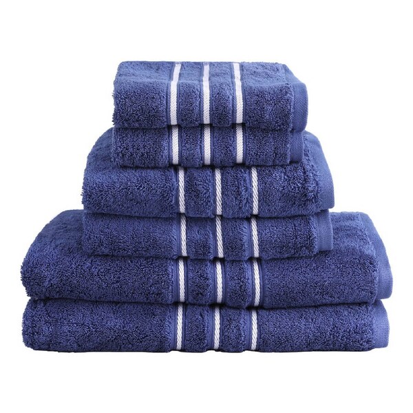 Premium 6-Pack Bath Towels Set, 100% Cotton, 650gsm, Navy, Quick Dry, Absorbent