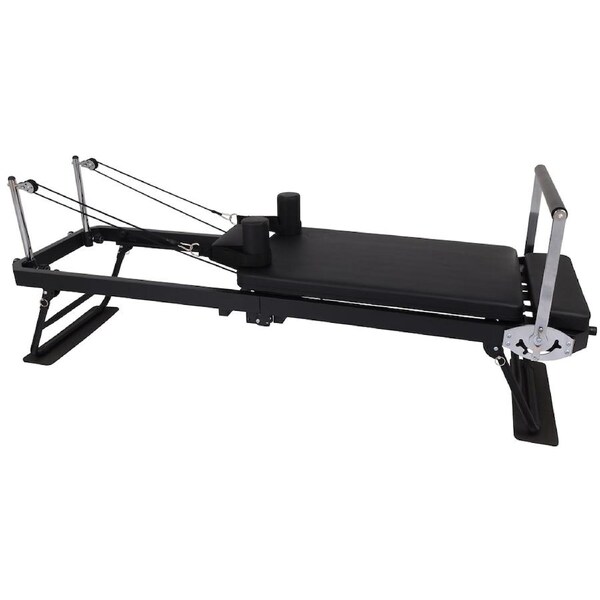 iFitness Foldable Pilates Reformer Exercise Fitness Gym Home Cardio Yoga Black Standard Pilates Reformer