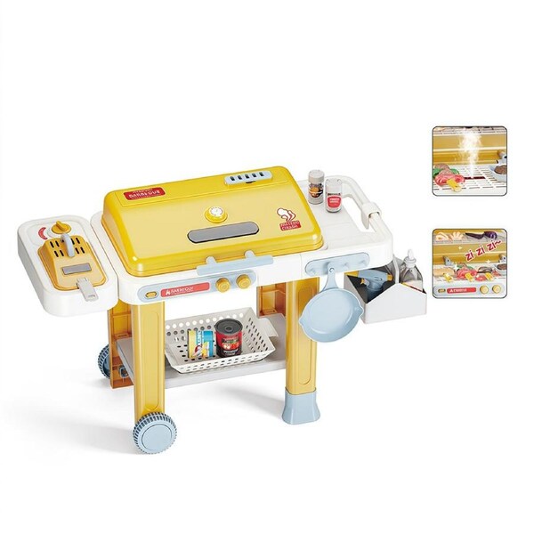 HOLALA Kids BBQ Grill Toys Color Changing Food Outdoor Grill Set-Yellow