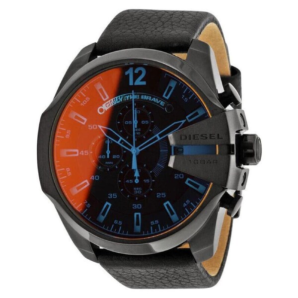 DIESEL Mega Chief Chronograph 59mm Black Leather Men's Watch DZ4323