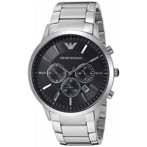 EMPORIO ARMANI Renato Chronograph 46mm Large Black Steel Men's Watch AR2460