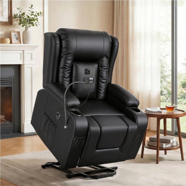 Artiss Power Lift Recliner Chair for Elderly Sofa Reclining Chair with USB Black