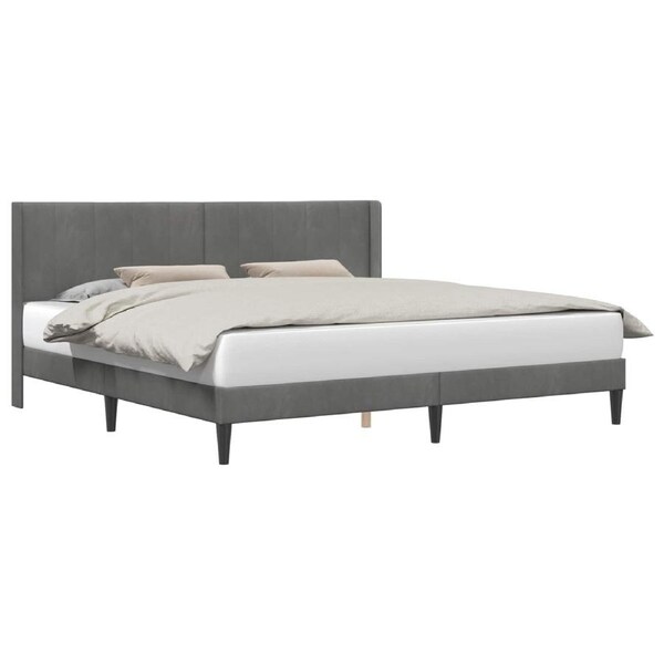 Bed Frame with Headboard Dark Grey 180 x 200 cm Velvet vidaXL