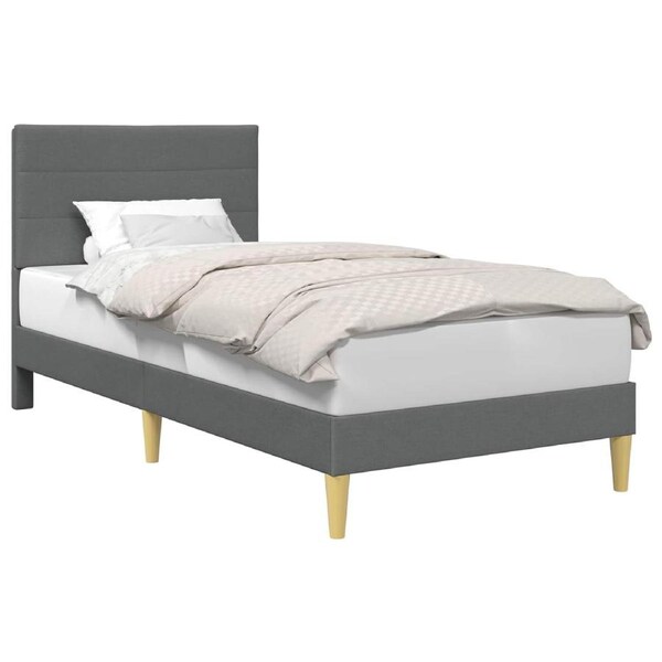 Bed Frame with Headboard Dark Grey 90 x 190 cm Fabric vidaXL