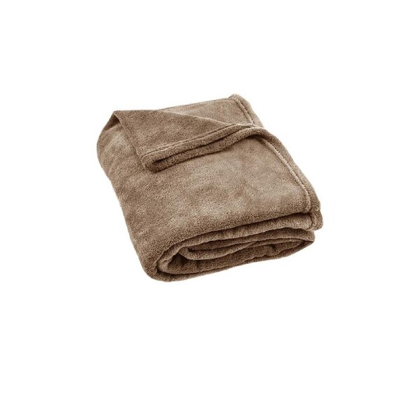 Light Weight Coral Fleece Throw Rug 150x200 cm - Solid Colour, Machine Washable
