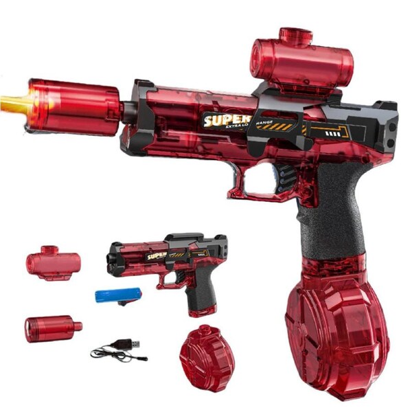 HOLALA Automatic Squirt Gun with Glowing Realistic Muzzle 26FT Range Water Guns-Red