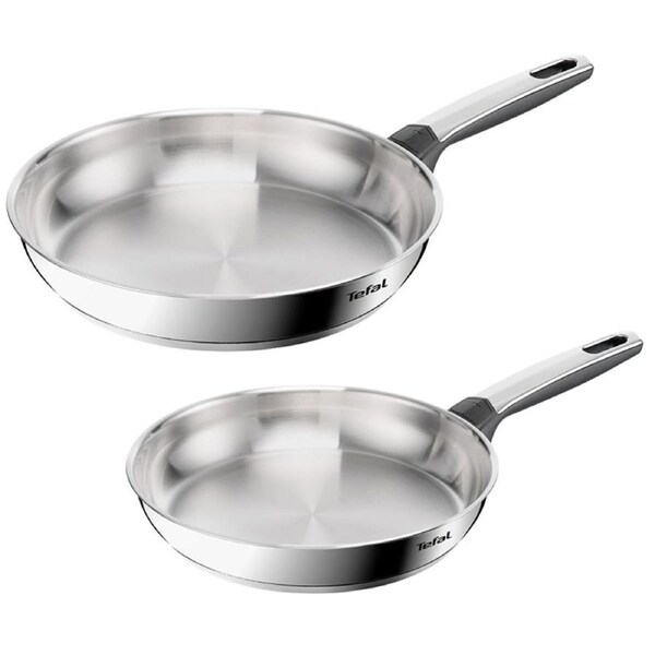 Tefal Emotion+ Induction Stainless Steel Uncoated Twin Pack Frypan