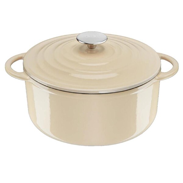 Tefal LOV Induction Cast Iron Beige Stewpot 29cm/7.4L with Lid