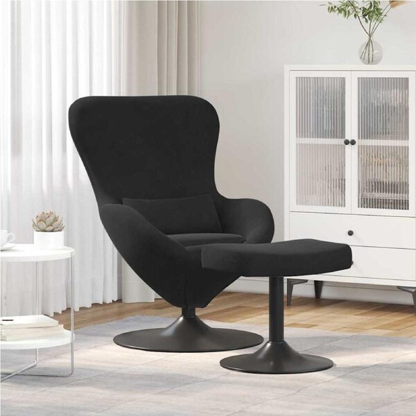 Egg Chair with Footstool Black Velvet vidaXL