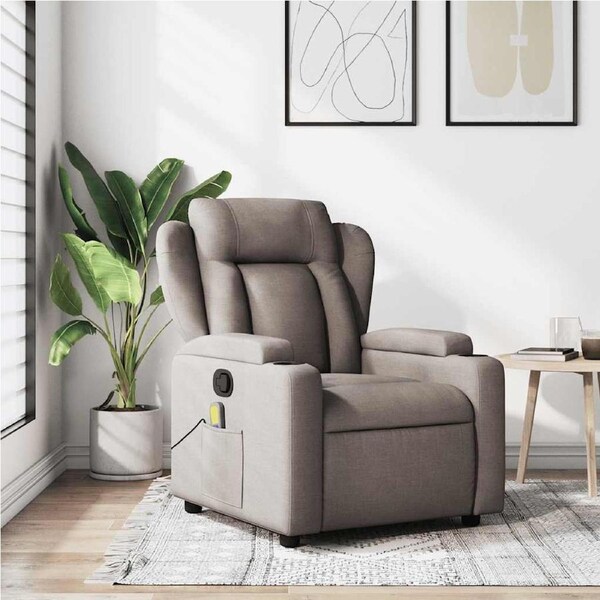 Massage Recliner Chair Taupe Fabric vidaXL