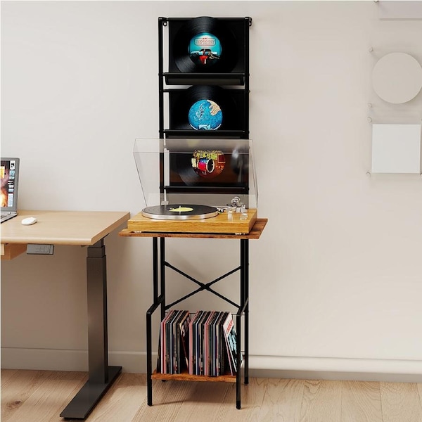 Levede Tall Record Player Stand Vinyl Storage Up to 200 Albums Turntable Rack