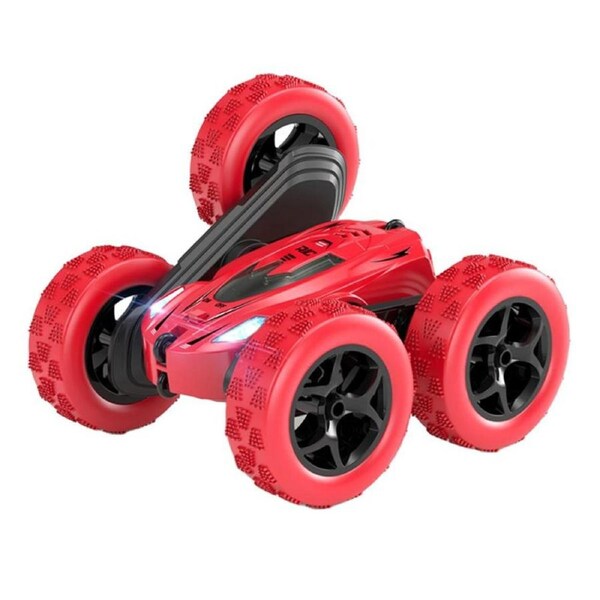 HOLALA RC Car 360 Degree Rotating Stunt 4WD Car with LED Lights-Red