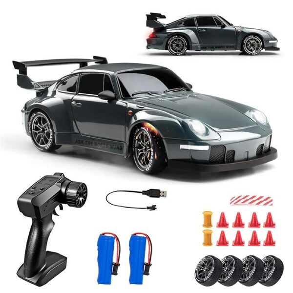 HOLALA RC Drift Car 1:24 Scale 2.4GHz 4WD Car with LED Lights-Grey