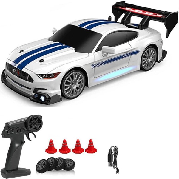 HOLALA RC Drift Car 1:24 Scale 4WD 2.4GHz Car with LED Lights-White