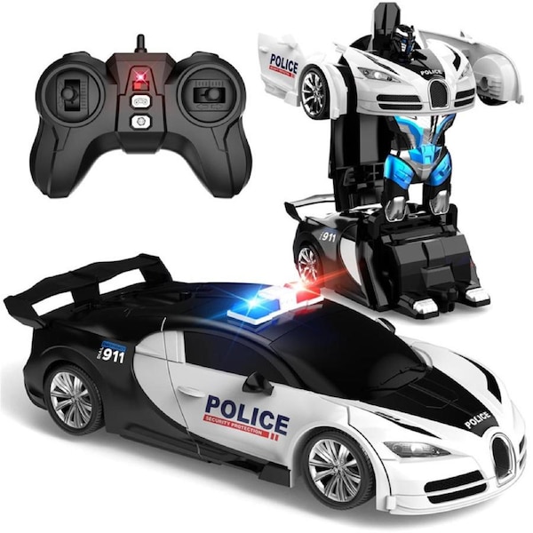 HOLALA Transform RC Car Robot Rotation Car with LED Lights-Black