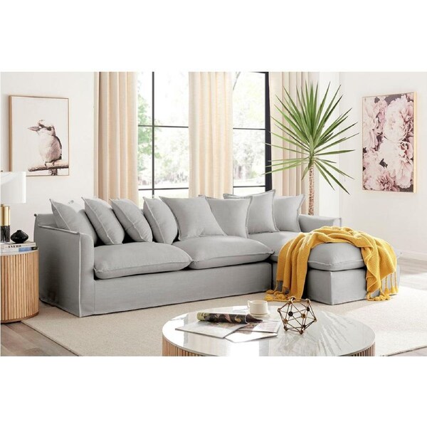 Brosa Palermo 3 Seater Modular Sofa with Right Chaise - Grey