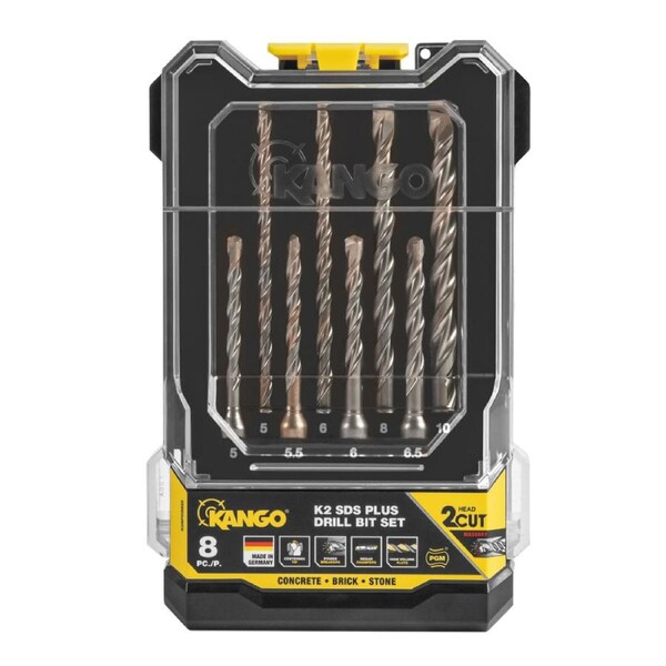 Kango K2 SDS Plus Drill Bit Set - 8 Pieces - 5x110mm to 10x160mm - Durable