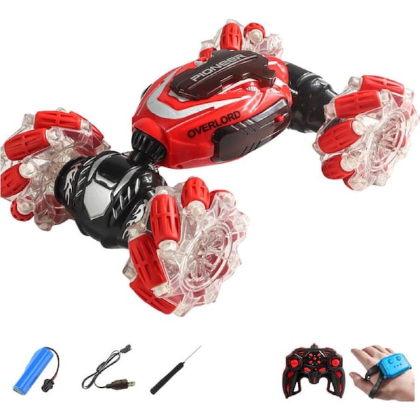 HOLALA Gesture Sensing RC Stunt Car 4WD Rotating Car-Red
