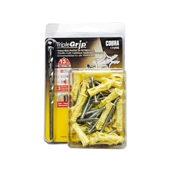 Cobra 3 5mm Anchor Triple Grip Screws Bit - 20 Pack - Easy Installation