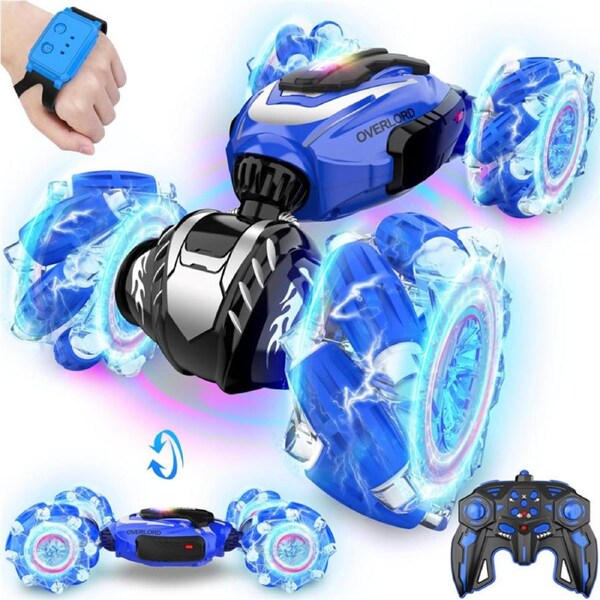 HOLALA Gesture Sensing RC Stunt Car 4WD Rotating Car-Blue