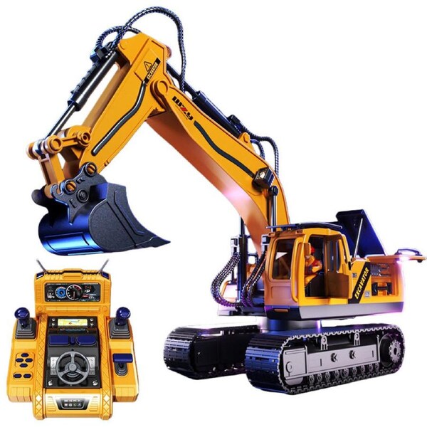 HOLALA RC Excavator Toy 15 Channel Remote Control Toy with Lights-M