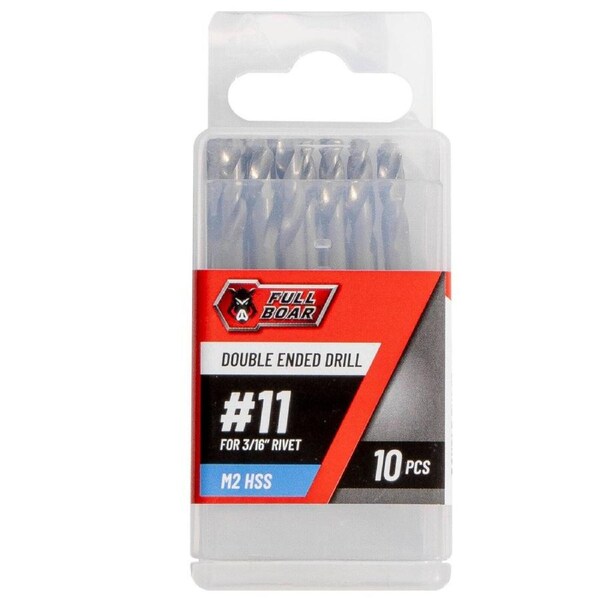Full Boar No 11 Double Ended Drill Bit - 10 Pack - 50mm M2 HSS