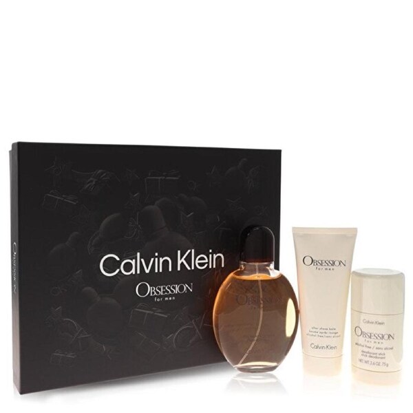 Calvin Klein Obsession For Men - 3 Pc Gift Set Eau De Toilette Spray 75ml/2.6oz Deodorant Stick 100ml/3.3oz After Shave Balm 120ml/4oz 3 Pc Gift Set / 120ml/4oz