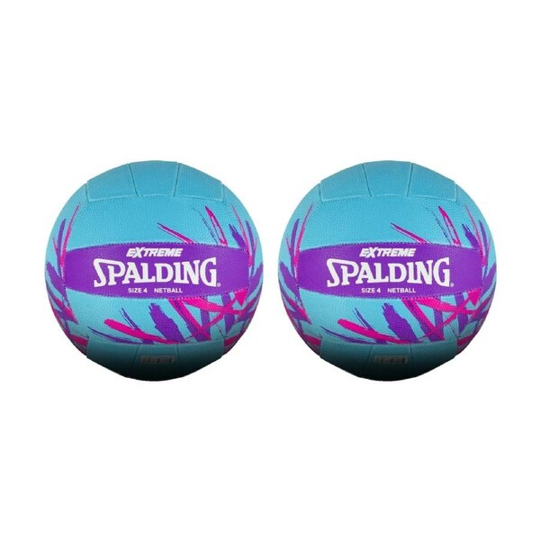 2PK Spalding Extreme Indoor/Outdoor Training Netball Blue/Purple/Pink Size 4