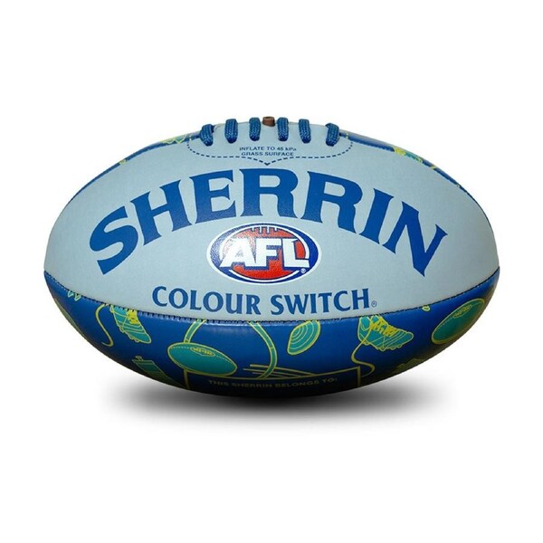 Sherrin AFL Auskick UV Activated Colour Switch Blue/White Football Size 2