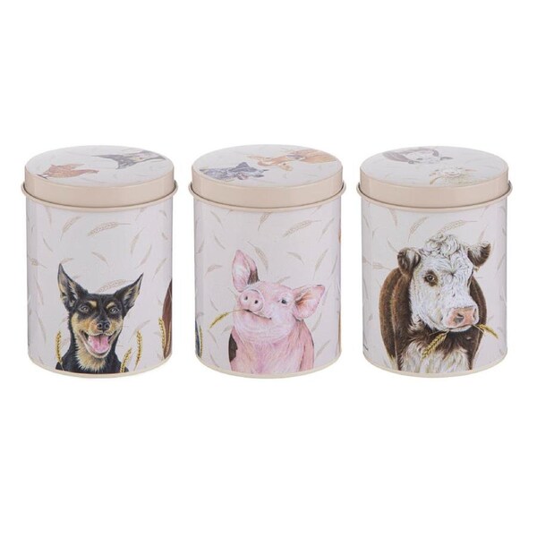 Ashdene Farmyard Faces Set of 3 Canisters