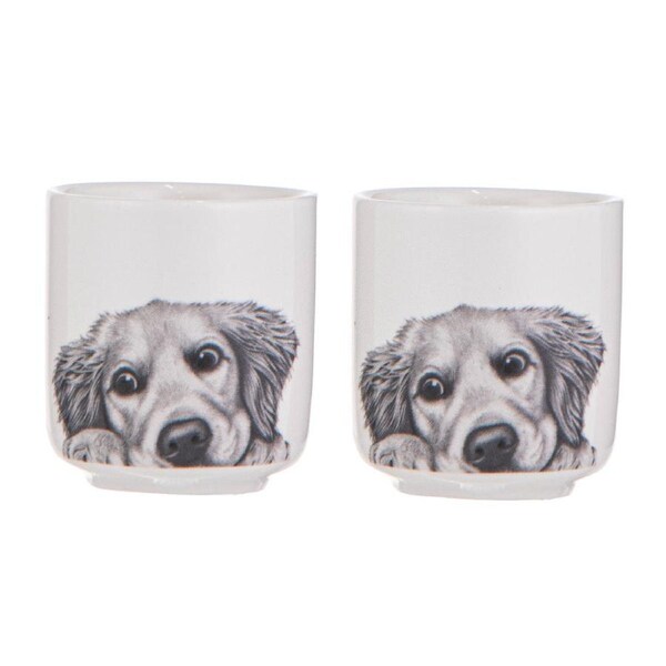 Ashdene Peeking Pups Golden Retriever Set of 2 Egg Cups