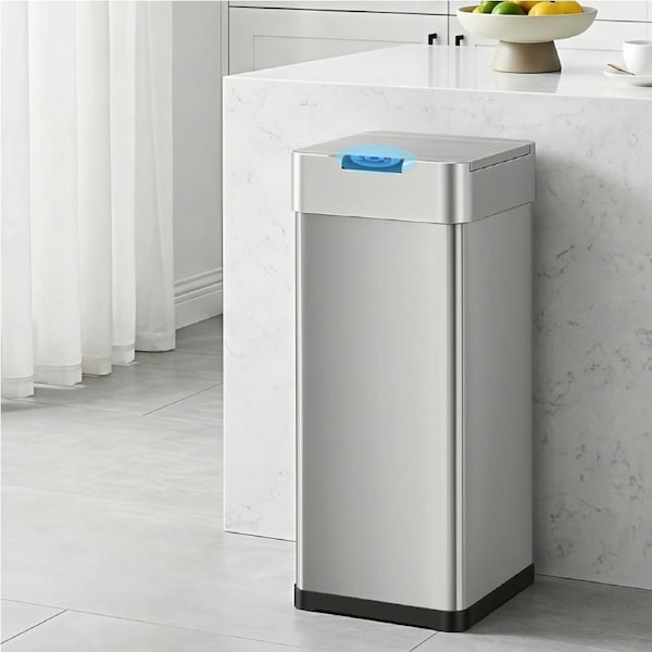 Devanti 50L Motion Sensor Kitchen Bin Rubbish Bins Automatic Silver