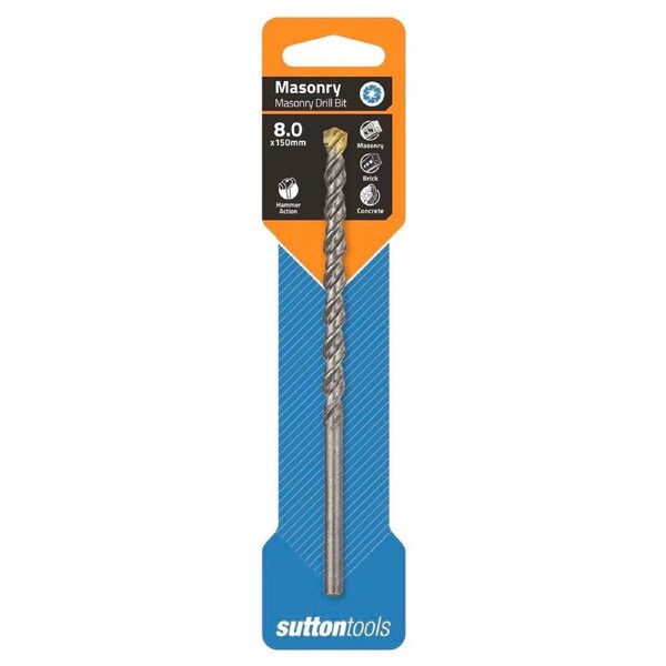 Sutton Tools Masonry Drill Bit - 8mm x 150mm - Carbide Tip - Aggressive Drilling