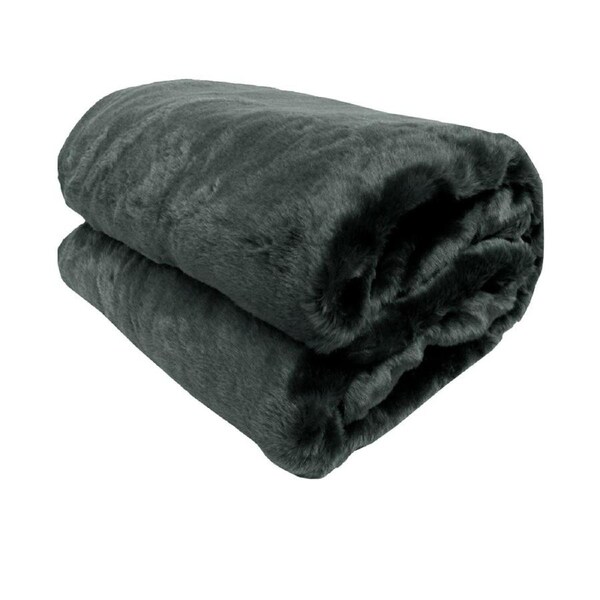Faux Mink Throw Rug Charcoal 127 x 152 cm - Soft Polyester Faux Fur Design