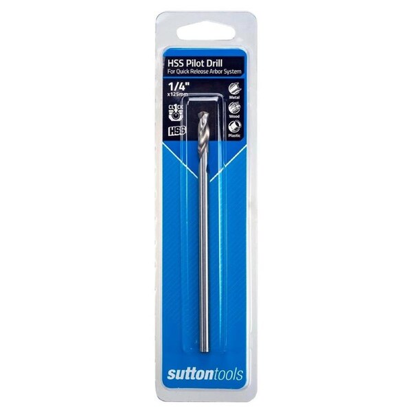 Sutton Tools 1/4" x 125mm Quick Release Holesaw HSS Pilot Drill - Blue