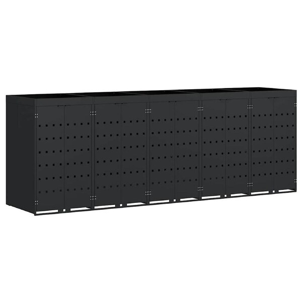 Wheelie Bin Storage for 5 Bins Black 340 x 77,5 x 121,5 cm vidaXL