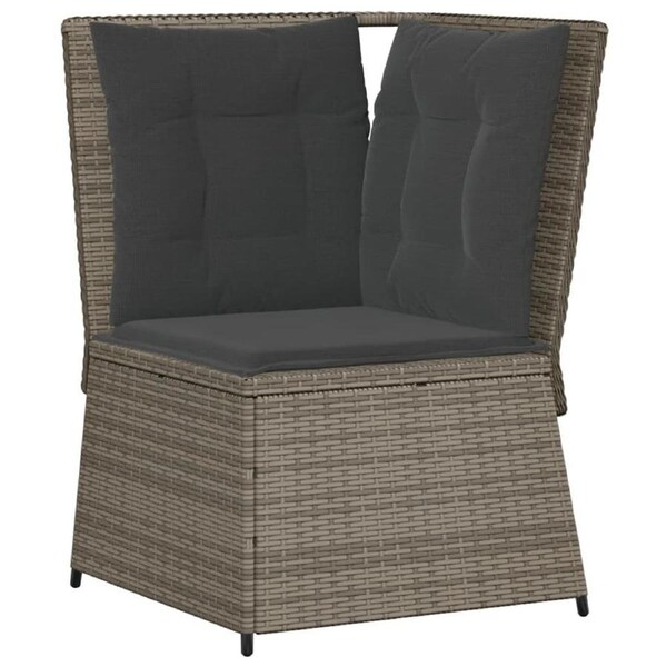 Garden Sofa Corner with Cushions Grey Poly Rattan vidaXL