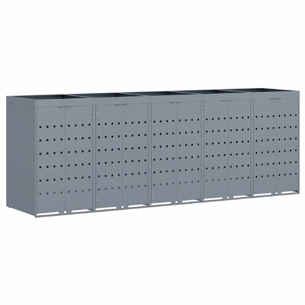 Wheelie Bin Storage for 5 Bins Light Grey 340 x 77,5 x 121,5 cm vidaXL