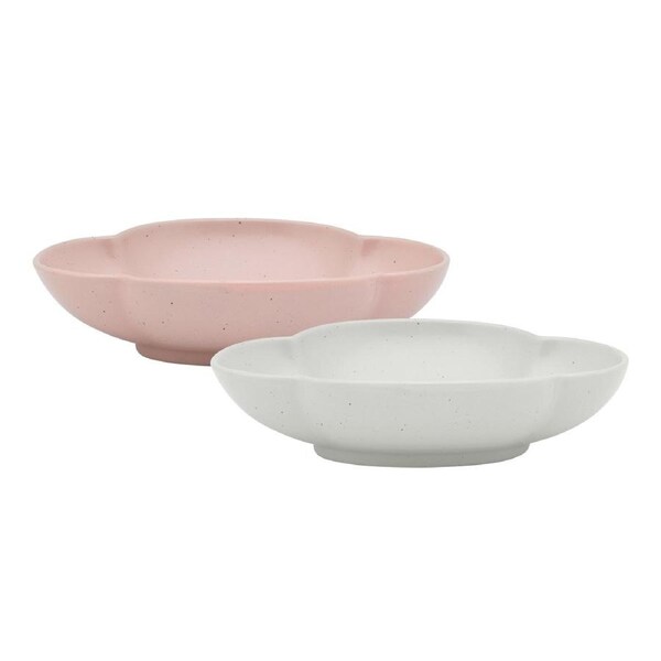 Ecology Bloom Set of 2 Oval Dip Bowls 12x16cm - Birch and Pink Salt