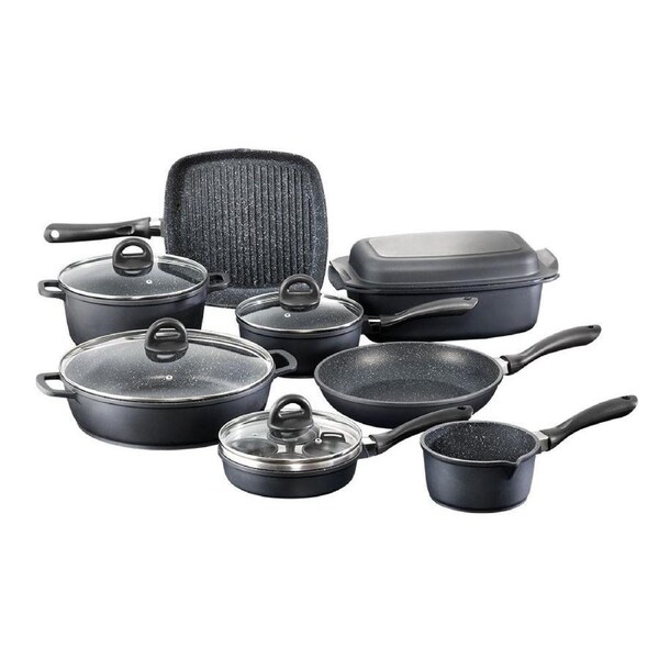 STONE 10 Piece Cast Aluminium Cookware Set with Egg Poacher Baccarat
